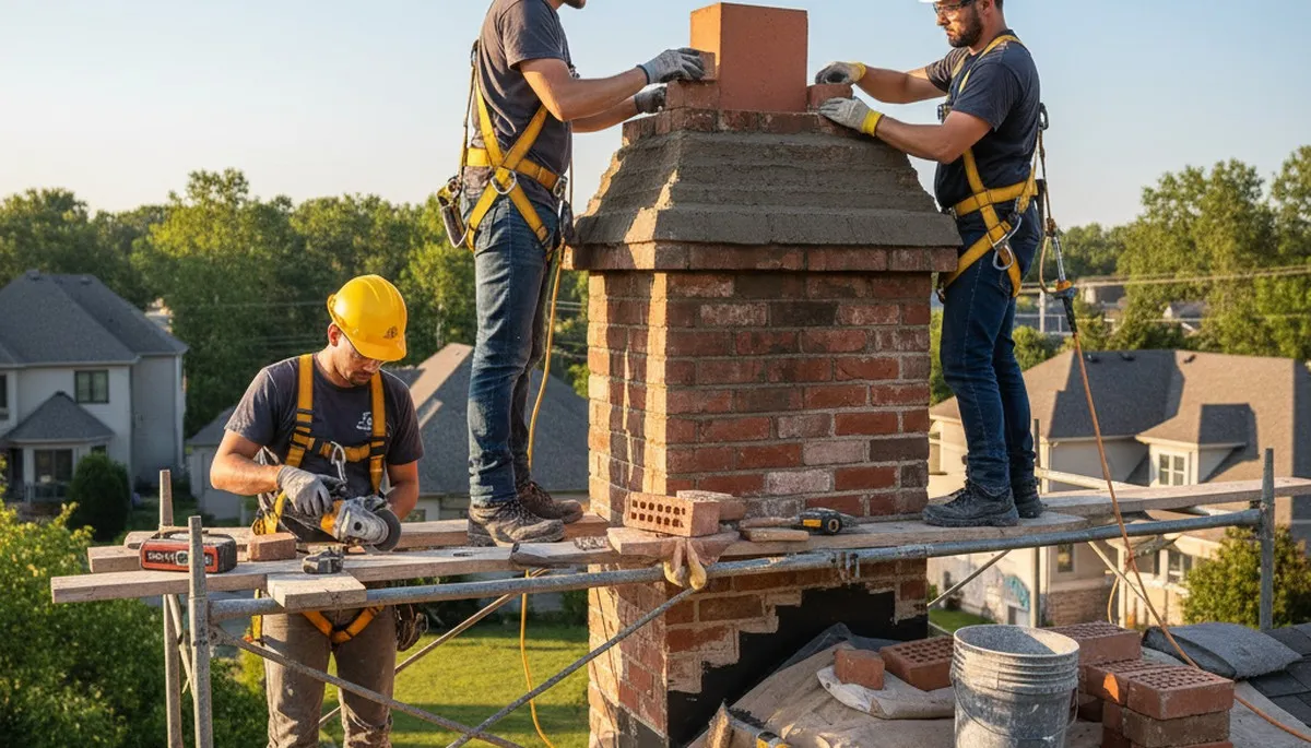 Columbus, OH chimney repair by FX Remodeling & Exteriors for cracked masonry and leak damage