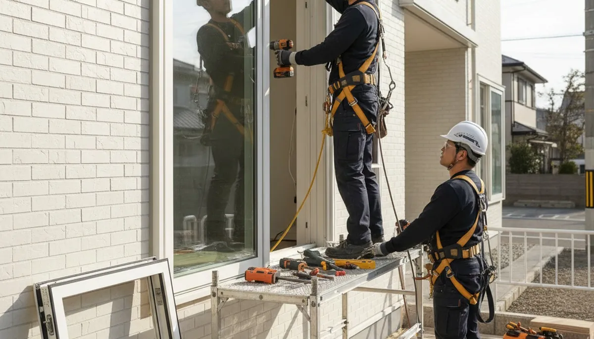 Columbus, OH siding contractor installing replacement windows on a home exterior